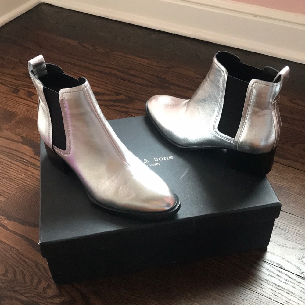 Rag and Bone silver booties size 37.5